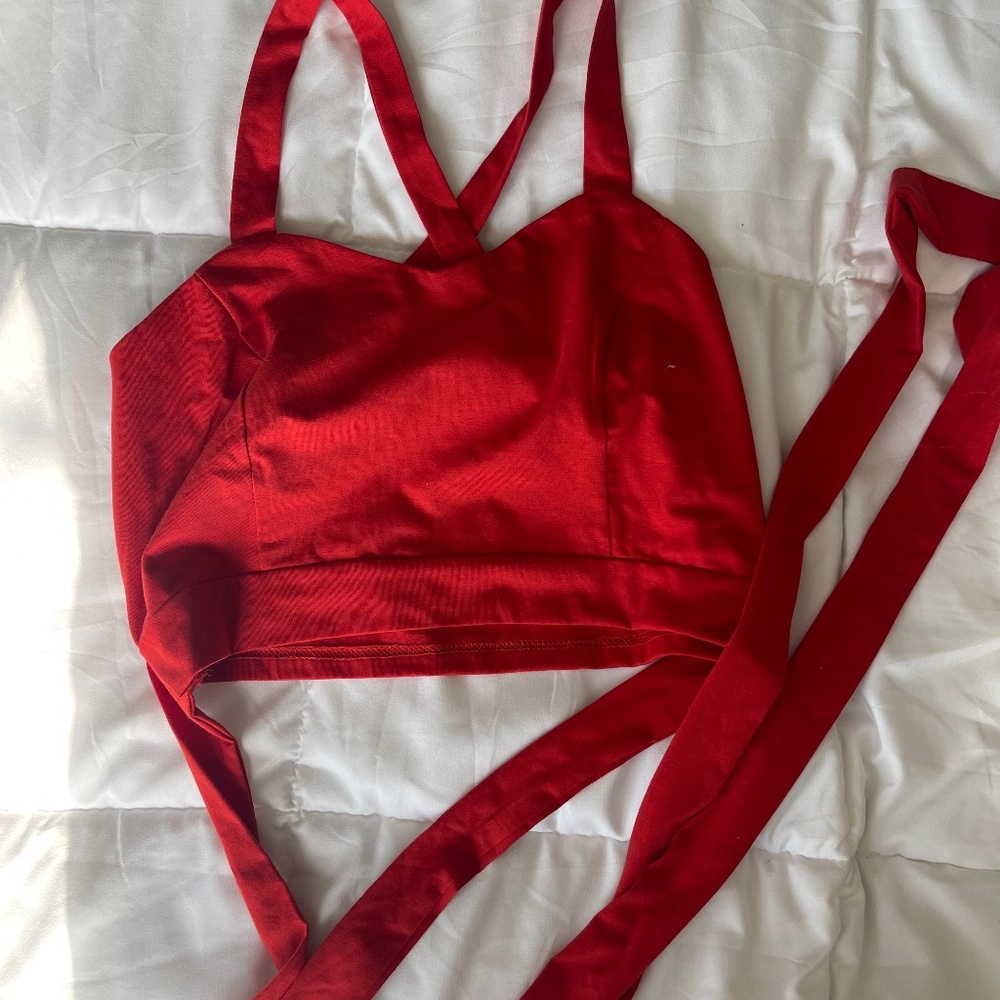 Red Crop Top with Ties